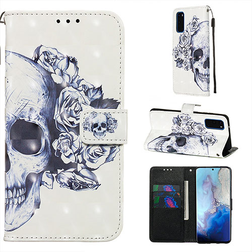 Leather Case Stands Fashionable Pattern Flip Cover Holder Y03B for Samsung Galaxy S20 5G Black