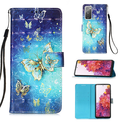 Leather Case Stands Fashionable Pattern Flip Cover Holder Y03B for Samsung Galaxy S20 Lite 5G Sky Blue