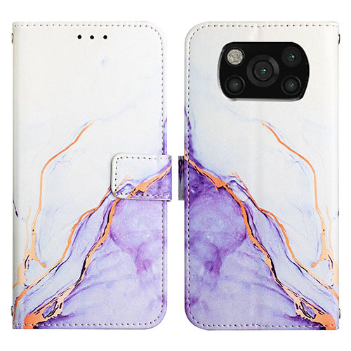 Leather Case Stands Fashionable Pattern Flip Cover Holder Y04B for Xiaomi Poco X3 Pro Purple