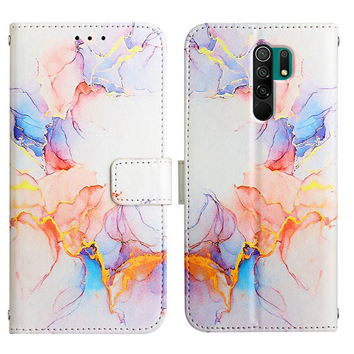 Leather Case Stands Fashionable Pattern Flip Cover Holder Y04B for Xiaomi Redmi 9 Blue