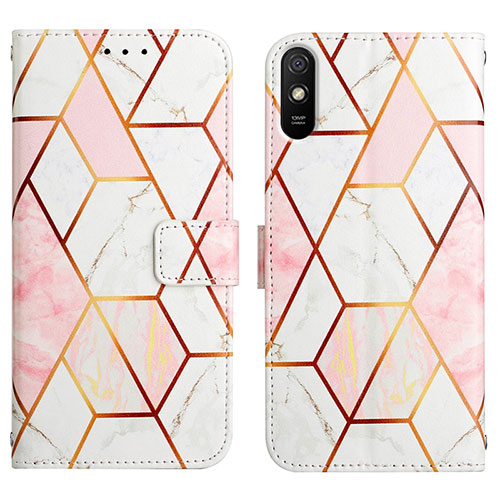 Leather Case Stands Fashionable Pattern Flip Cover Holder Y04B for Xiaomi Redmi 9AT White