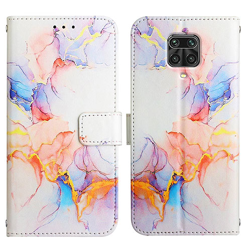 Leather Case Stands Fashionable Pattern Flip Cover Holder Y04B for Xiaomi Redmi Note 9 Pro Blue