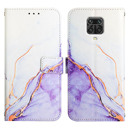 Leather Case Stands Fashionable Pattern Flip Cover Holder Y04B for Xiaomi Redmi Note 9 Pro Max Purple