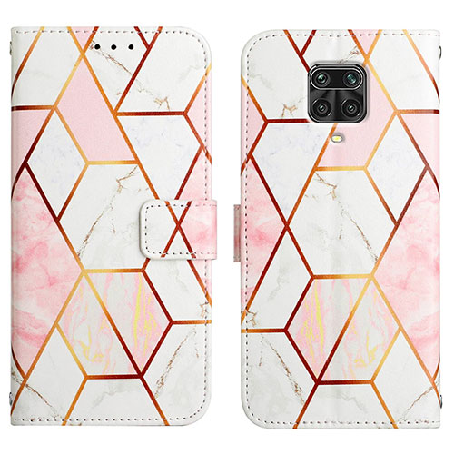 Leather Case Stands Fashionable Pattern Flip Cover Holder Y04B for Xiaomi Redmi Note 9 Pro Max White