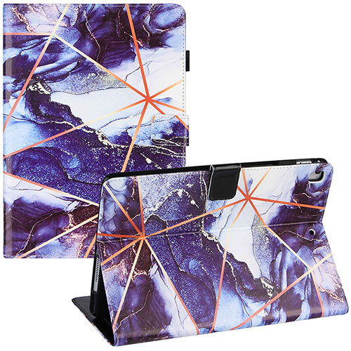 Leather Case Stands Fashionable Pattern Flip Cover Holder Y05B for Apple iPad Air Purple