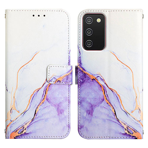 Leather Case Stands Fashionable Pattern Flip Cover Holder Y05B for Samsung Galaxy A02s Clove Purple