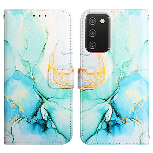 Leather Case Stands Fashionable Pattern Flip Cover Holder Y05B for Samsung Galaxy A02s Green