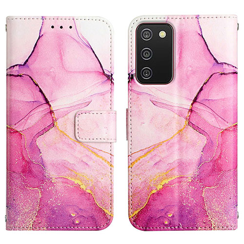 Leather Case Stands Fashionable Pattern Flip Cover Holder Y05B for Samsung Galaxy A02s Hot Pink