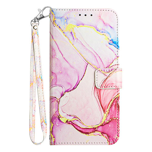 Leather Case Stands Fashionable Pattern Flip Cover Holder Y05B for Samsung Galaxy M12 Pink
