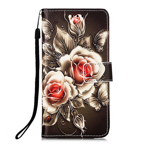 Leather Case Stands Fashionable Pattern Flip Cover Holder Y05B for Samsung Galaxy S22 Plus 5G Black