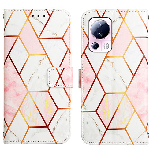 Leather Case Stands Fashionable Pattern Flip Cover Holder YB4 for Xiaomi Mi 13 Lite 5G White