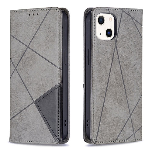 Leather Case Stands Fashionable Pattern Flip Cover L04 Holder for Apple iPhone 13 Mini Gray