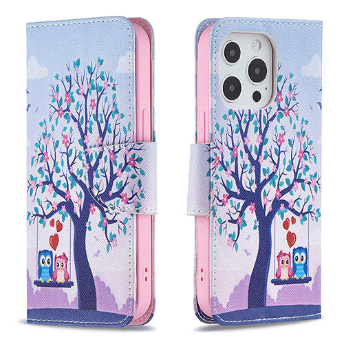Leather Case Stands Fashionable Pattern Flip Cover L07 Holder for Apple iPhone 14 Pro Mixed