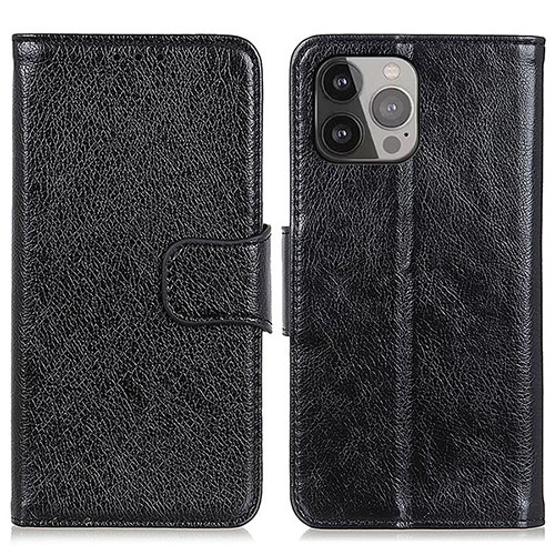 Leather Case Stands Flip Cover A02 Holder for Apple iPhone 13 Pro Max Black