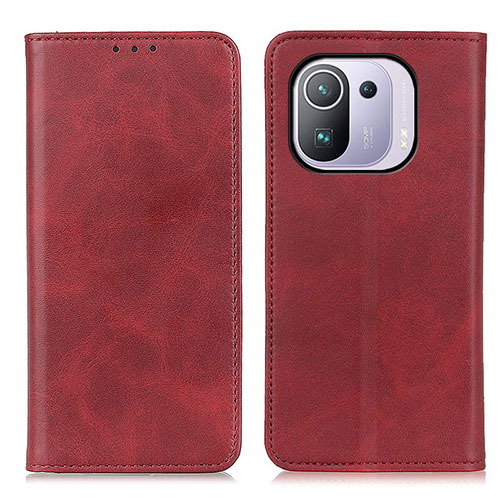 Leather Case Stands Flip Cover A02D Holder for Xiaomi Mi 11 Pro 5G Red
