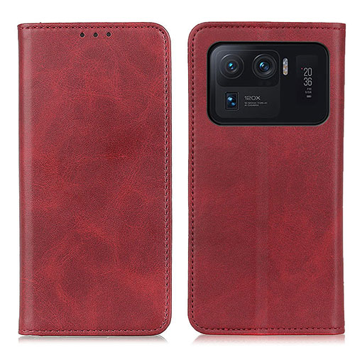 Leather Case Stands Flip Cover A02D Holder for Xiaomi Mi 11 Ultra 5G Red