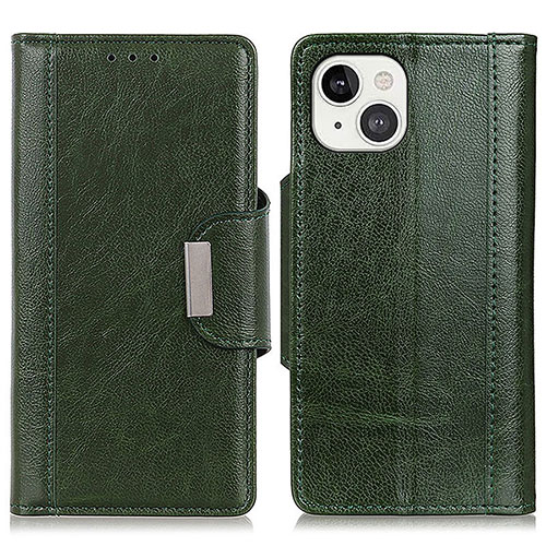 Leather Case Stands Flip Cover A03 Holder for Apple iPhone 13 Mini Green