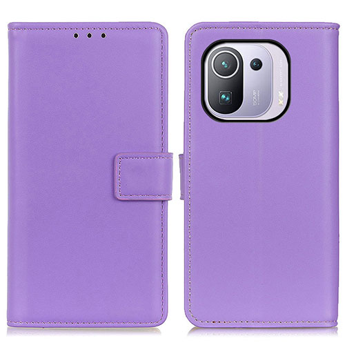 Leather Case Stands Flip Cover A08D Holder for Xiaomi Mi 11 Pro 5G Purple