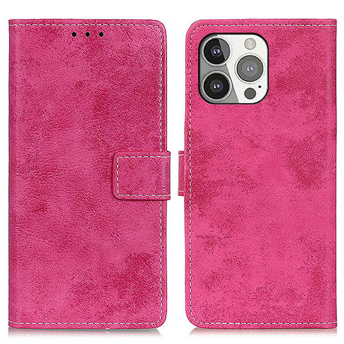 Leather Case Stands Flip Cover A10 Holder for Apple iPhone 13 Pro Hot Pink
