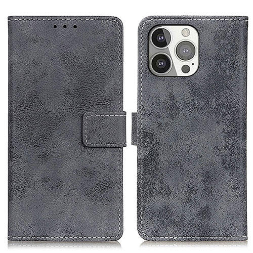 Leather Case Stands Flip Cover A10 Holder for Apple iPhone 13 Pro Max Gray