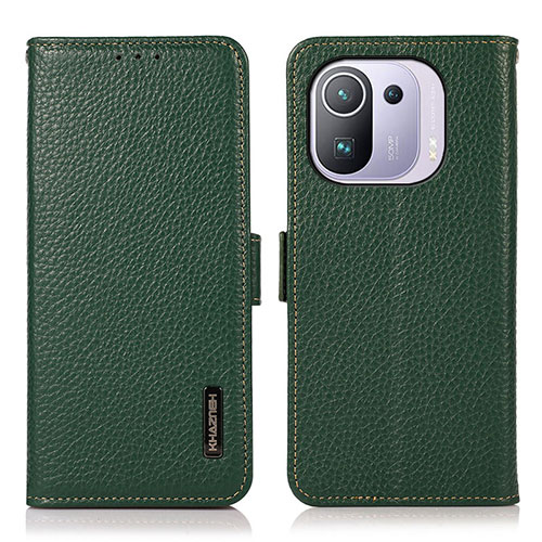 Leather Case Stands Flip Cover B03H Holder for Xiaomi Mi 11 Pro 5G Green