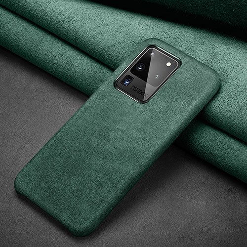 Leather Case Stands Flip Cover C02 Holder for Samsung Galaxy S20 Ultra Green