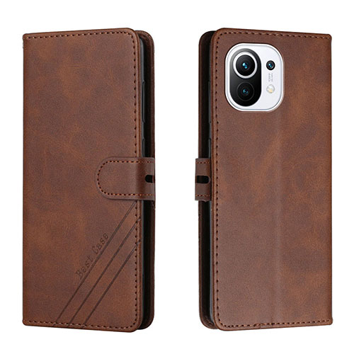 Leather Case Stands Flip Cover C03 Holder for Xiaomi Mi 11 5G Brown