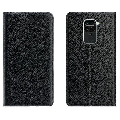 Leather Case Stands Flip Cover C04 Holder for Xiaomi Redmi Note 9 Black