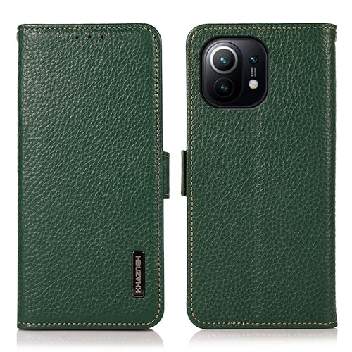 Leather Case Stands Flip Cover C08 Holder for Xiaomi Mi 11 5G Green