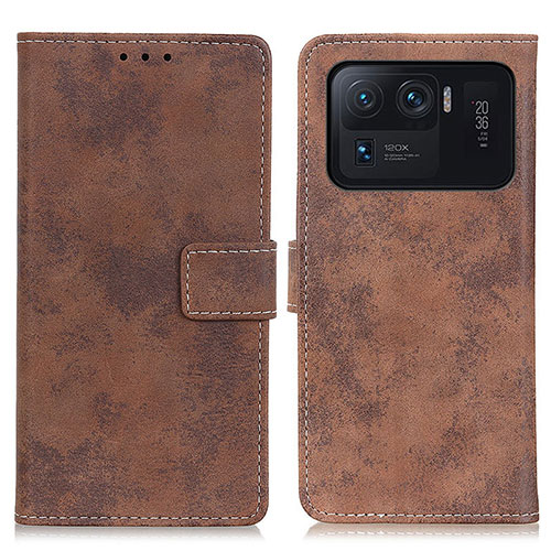 Leather Case Stands Flip Cover D05Y Holder for Xiaomi Mi 11 Ultra 5G Brown