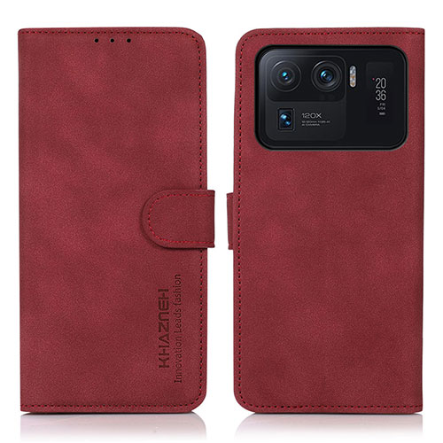 Leather Case Stands Flip Cover D08Y Holder for Xiaomi Mi 11 Ultra 5G Red