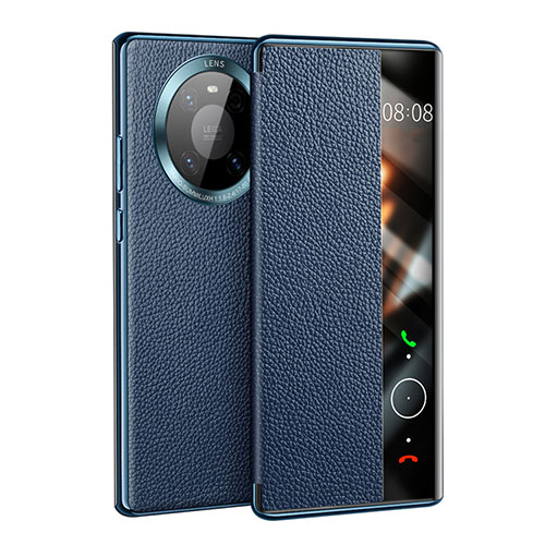Leather Case Stands Flip Cover F01 Holder for Huawei Mate 40 Blue