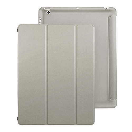 Leather Case Stands Flip Cover for Apple iPad 2 Gray