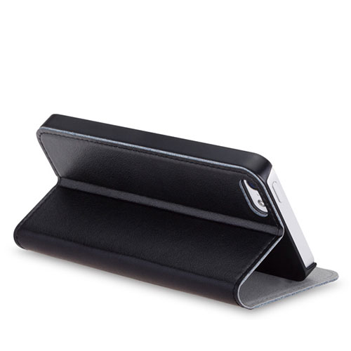 Leather Case Stands Flip Cover for Apple iPhone 5S Black