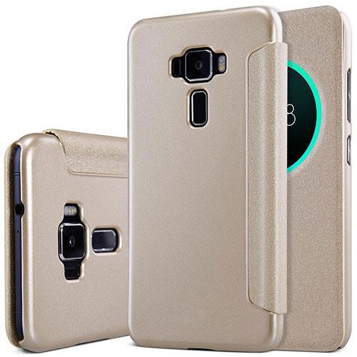 Leather Case Stands Flip Cover for Asus Zenfone 3 ZE552KL Gold