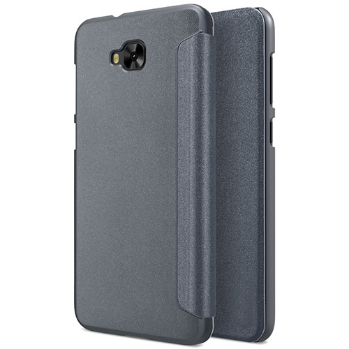 Leather Case Stands Flip Cover for Asus Zenfone 4 Selfie ZD553KL Gray