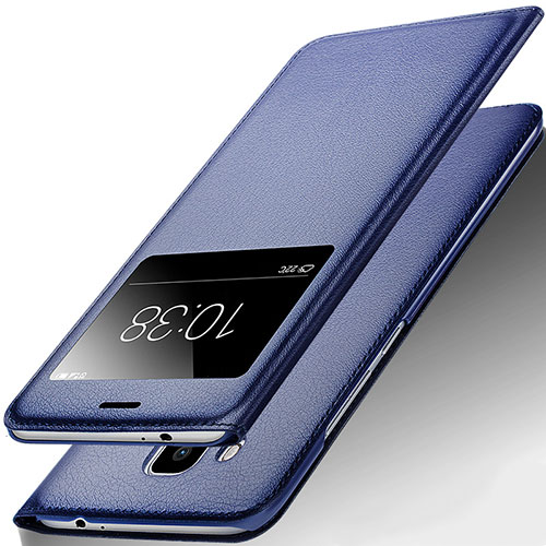 Leather Case Stands Flip Cover for Huawei G9 Plus Blue