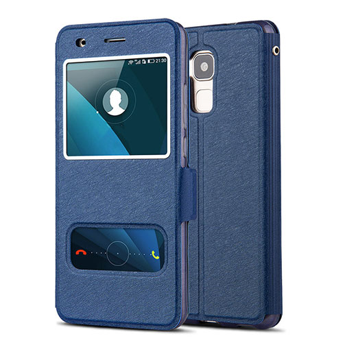 Leather Case Stands Flip Cover for Huawei GR5 Mini Blue