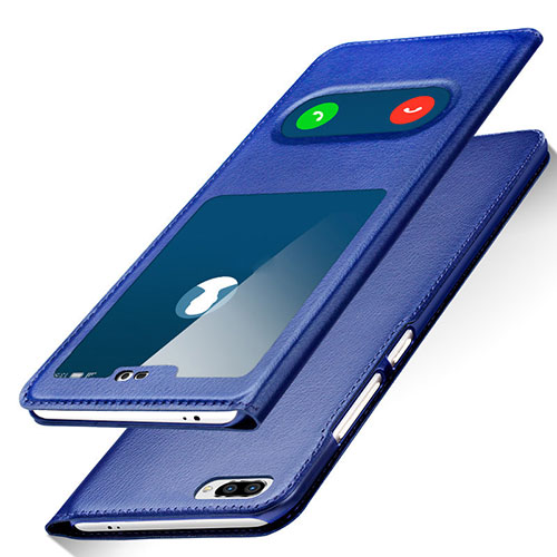 Leather Case Stands Flip Cover for Huawei Honor 10 Blue