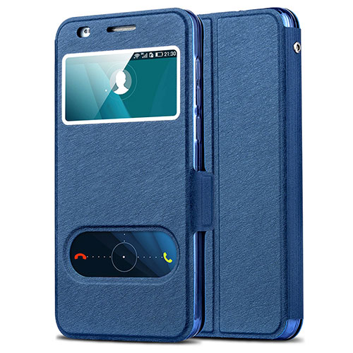 Leather Case Stands Flip Cover for Huawei Honor 6 Blue