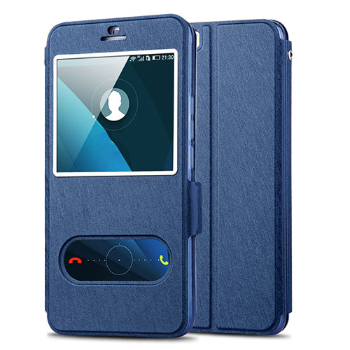 Leather Case Stands Flip Cover for Huawei Honor 6 Plus Blue