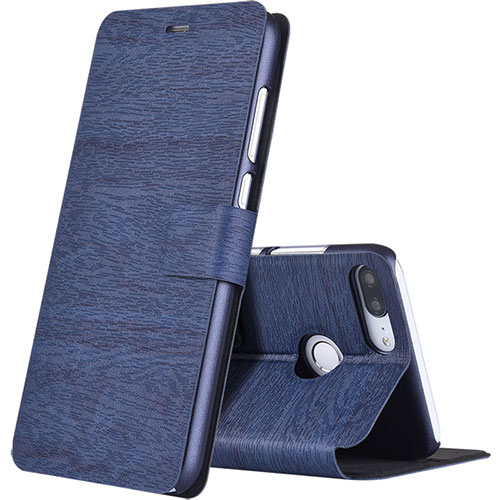 Leather Case Stands Flip Cover for Huawei Honor 9 Lite Blue