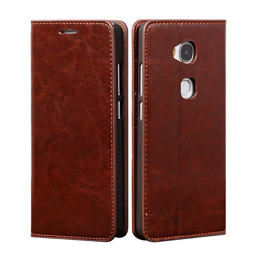 Leather Case Stands Flip Cover for Huawei Honor Play 5X Brown