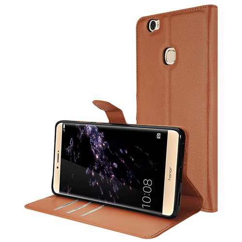 Leather Case Stands Flip Cover for Huawei Honor V8 Max Brown