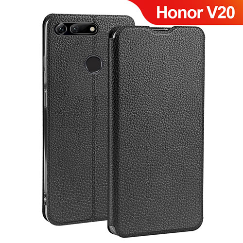 Leather Case Stands Flip Cover for Huawei Honor View 20 Black