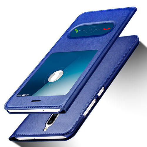 Leather Case Stands Flip Cover for Huawei Maimang 6 Blue