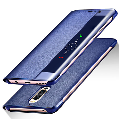 Leather Case Stands Flip Cover for Huawei Mate 9 Pro Blue