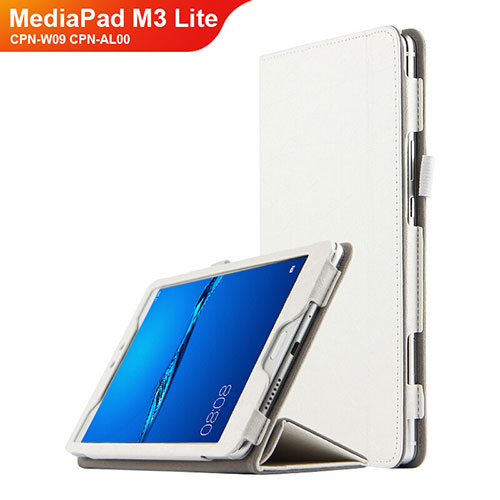Leather Case Stands Flip Cover for Huawei MediaPad M3 Lite 8.0 CPN-W09 CPN-AL00 White