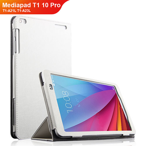 Leather Case Stands Flip Cover for Huawei Mediapad T1 10 Pro T1-A21L T1-A23L White