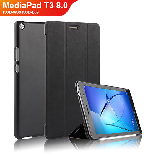 Leather Case Stands Flip Cover for Huawei MediaPad T3 8.0 KOB-W09 KOB-L09 Black